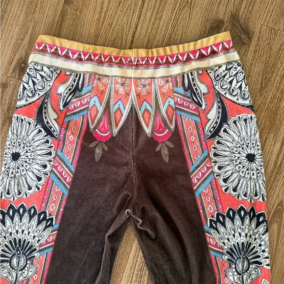 Brown flare Pants with Coral & Turquoise Accents and tassels. Music festivals - Picture 4 of 7
